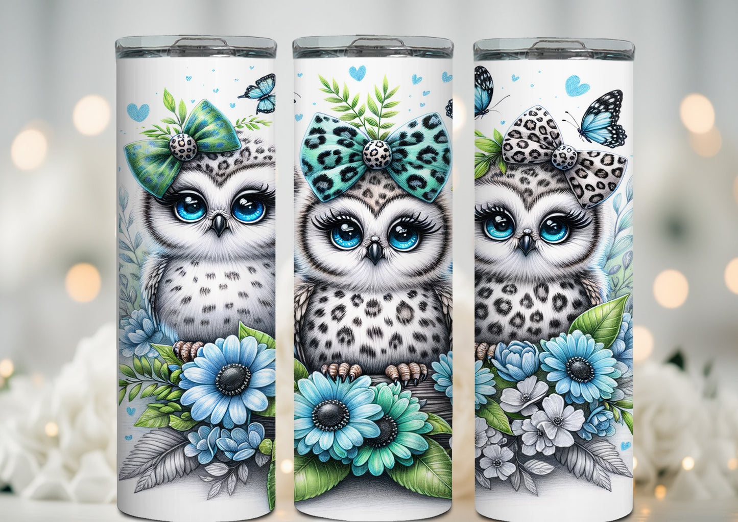 Eule Leo look glitzer becher