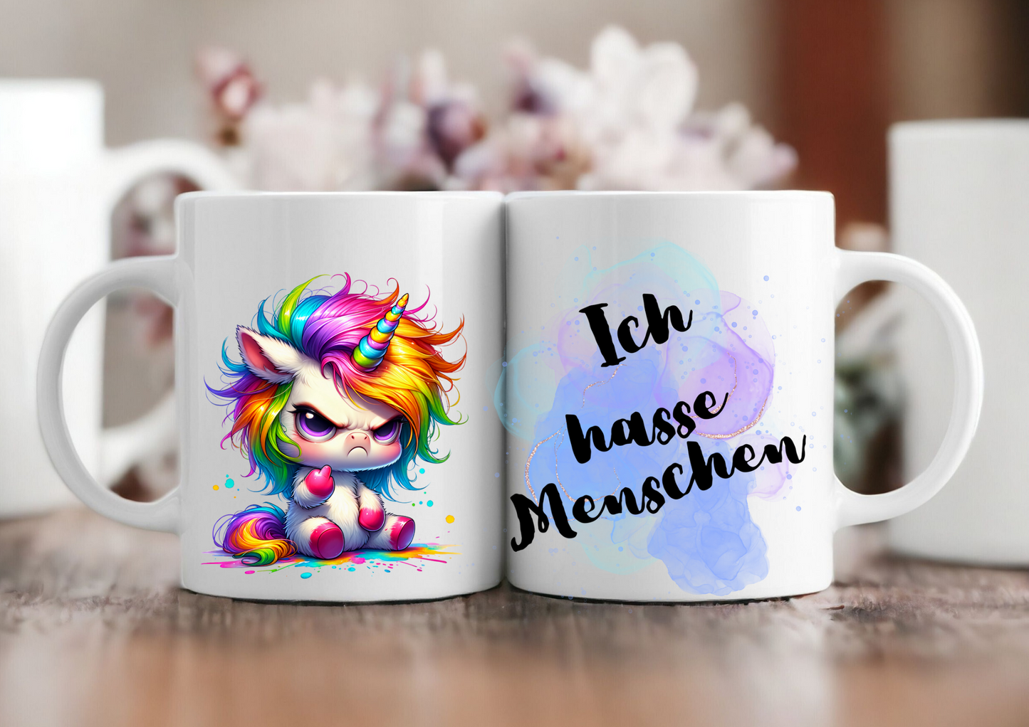 Tasse ich hasse menschen weiss glänzend