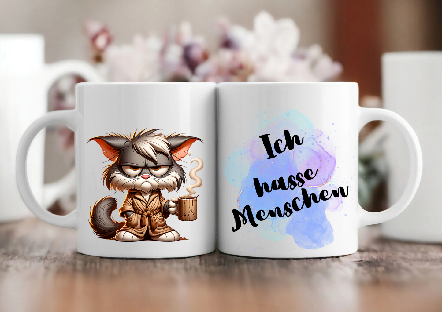 Tasse ich hasse menschen weiss glänzend