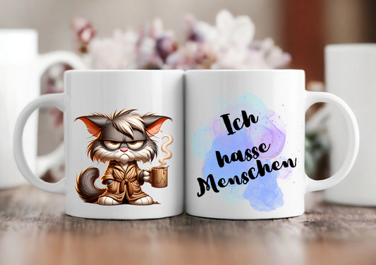 Tasse ich hasse menschen weiss glänzend