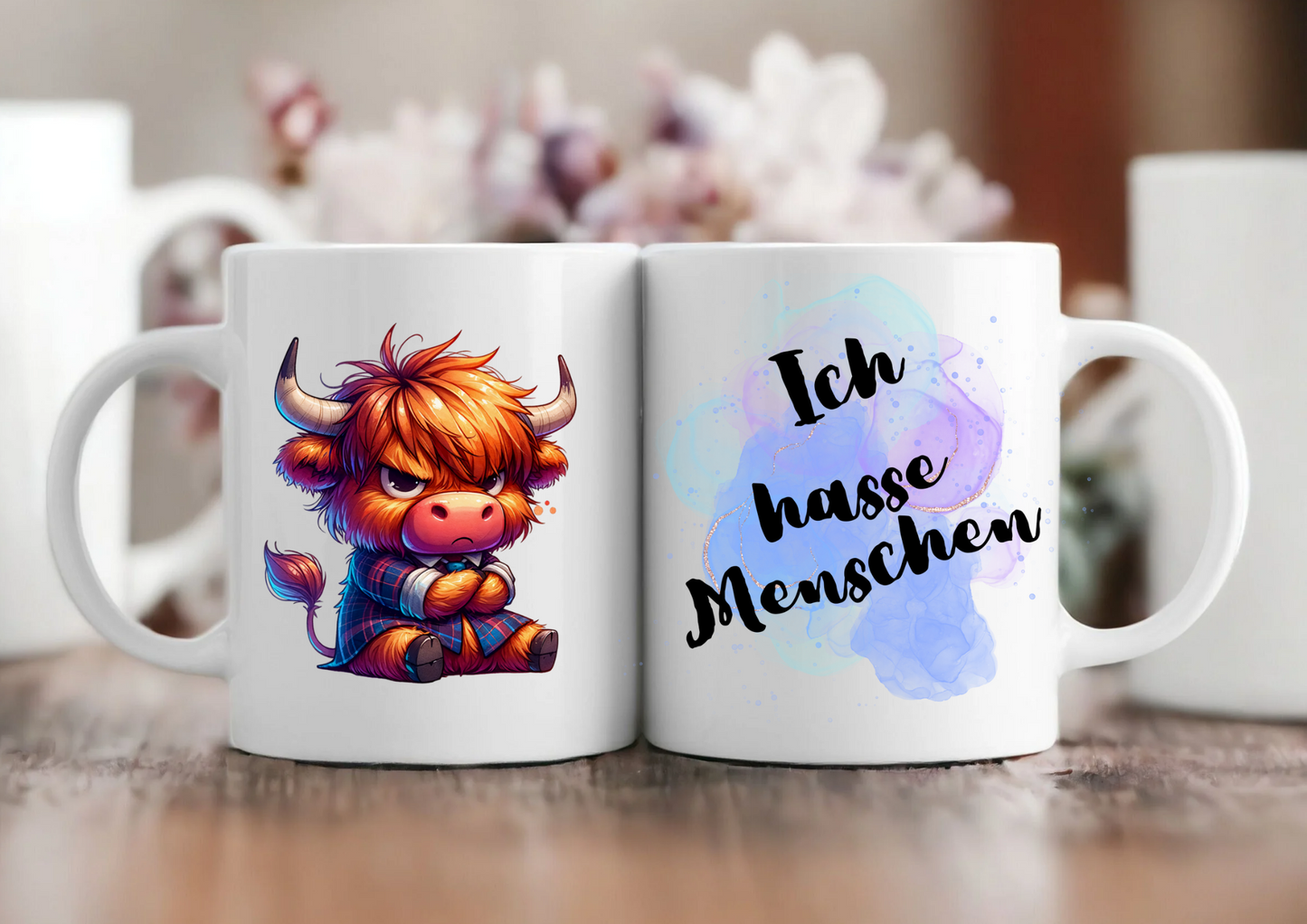 Tasse ich hasse menschen weiss glänzend