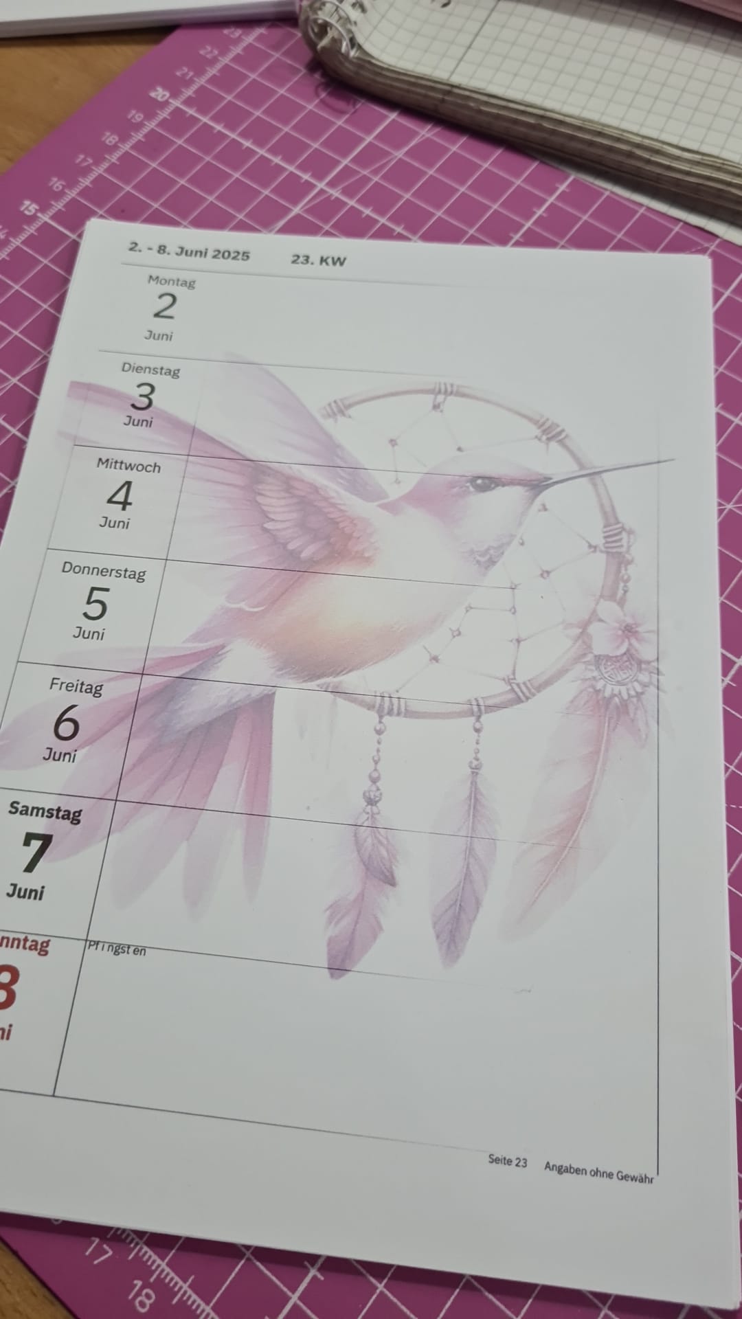 Kalender 2025 Einlagen Kolibri